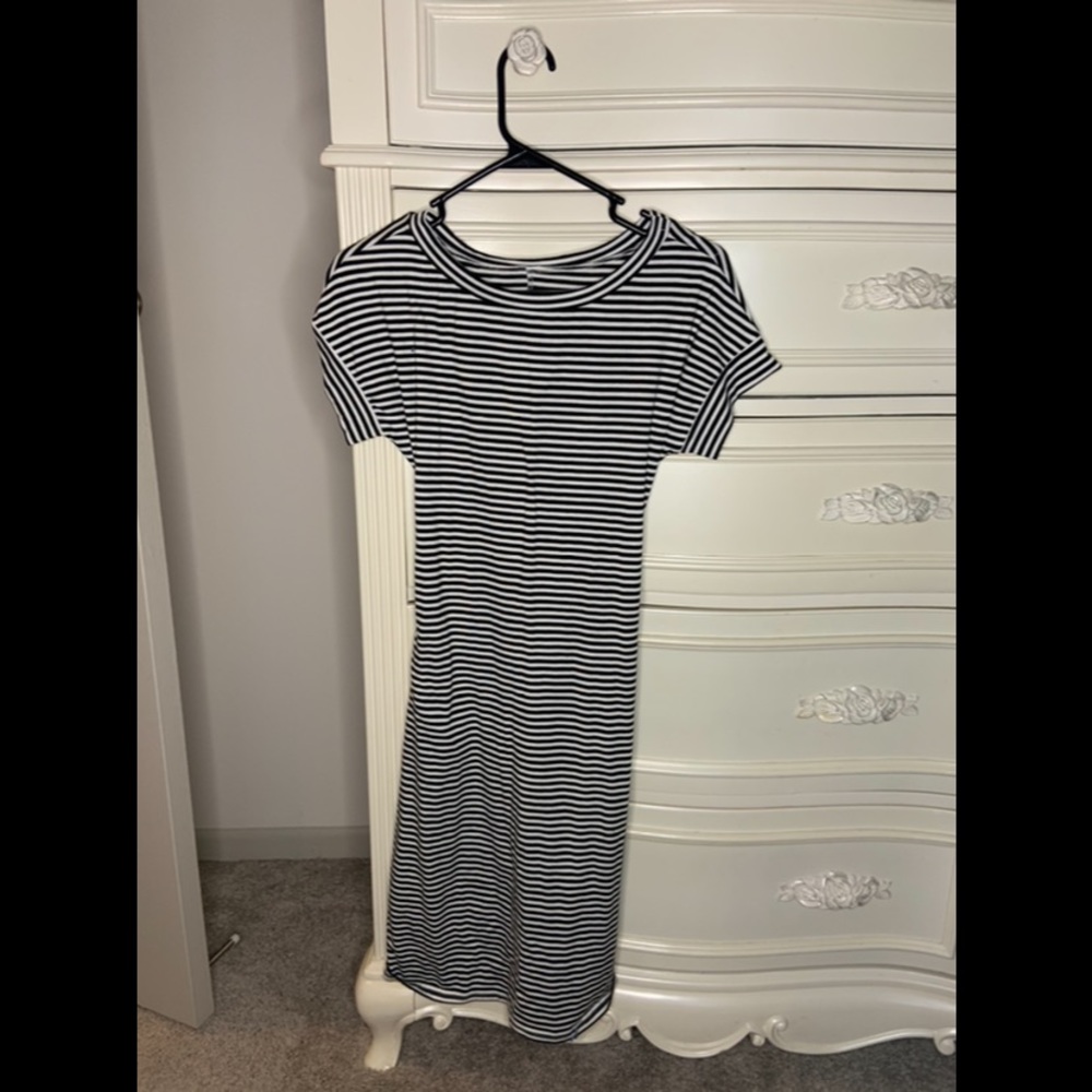 Black and White Striped MIDI Dress